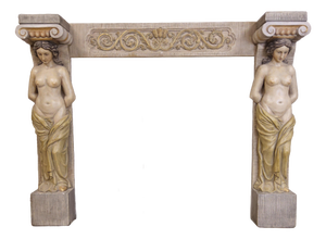 Neoclassical Gipsen Fireplace Mantel, 1890s, Set of 3