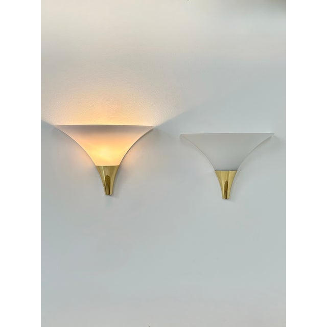 1970s Wall Lights in Opaline Glass and Brass from Limburg, Germany, 1970, Set of 2 For Sale - Image 5 of 8
