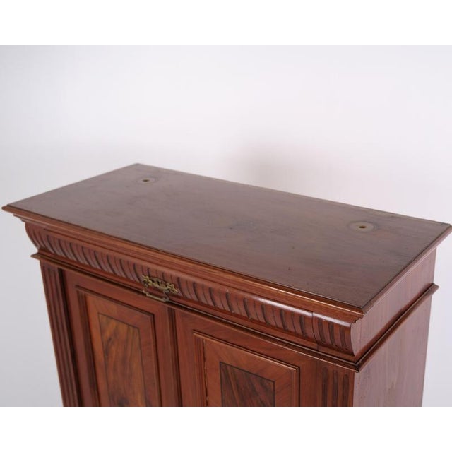 Large Antique Hand-Polished Walnut Cabinet with Carved Details, 1880s For Sale - Image 9 of 13