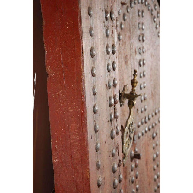 Wood Antique Large Moroccan Moorish Antique Ryad Studded Door 19th C. For Sale - Image 7 of 18