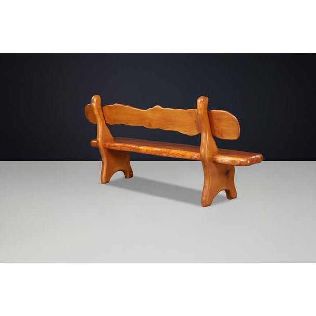 Alpine Sculptural Bench in Pine, France, 1970s For Sale - Image 6 of 16