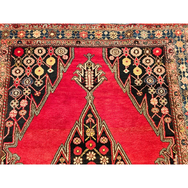Vintage Persian Mazgalan Area Rug, Hand-Knotted Wool, Geometric Pattern, 5x7, Red & Navy For Sale - Image 12 of 18