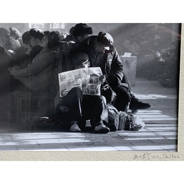 1980s Dazhen Wu, Interesting Black and White Photograph "Chinese Train Station" Signed, Framed For Sale In Houston - Image 6 of 10