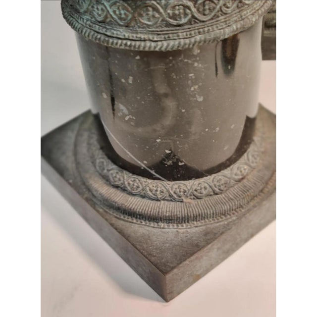 Bronze Vintage Maitland - Smith Bronze and Marble Hurricane Candle Holder ~ a Pair For Sale - Image 8 of 11