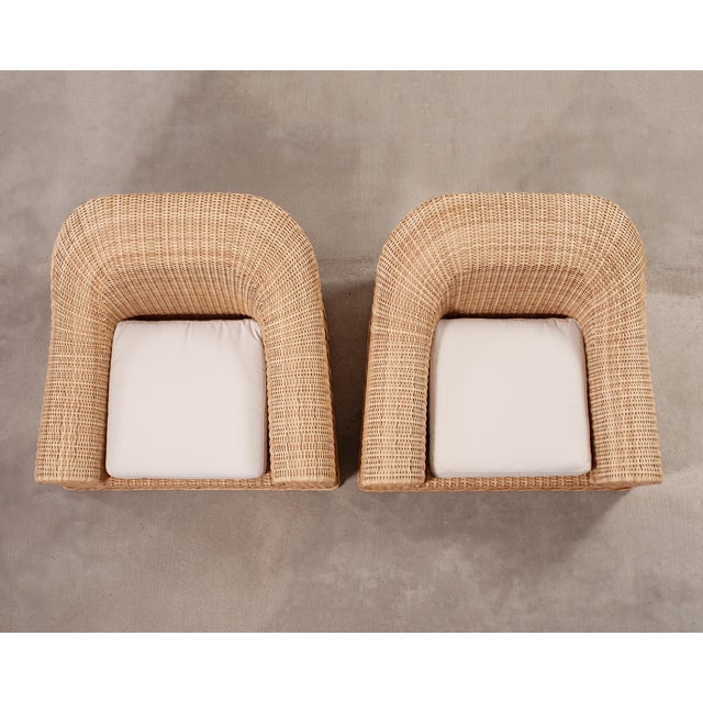 Pair of Michael Taylor Jennifer All-Weather Wicker Lounge Chairs For Sale - Image 11 of 17