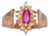 The Stockport: Vintage 1980's Ruby Navette Ring with Natural Diamonds For Sale