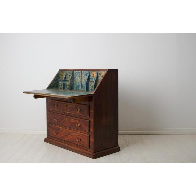 Folk Art Secretaire in Mahogany For Sale - Image 4 of 16