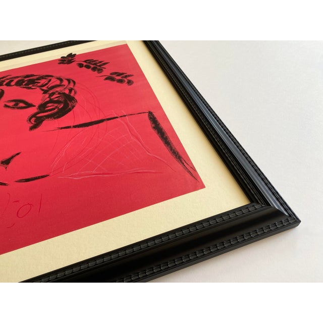 Marc Chagall Vintage 1959 Mourlot Fine Art Lithograph Print " the Painter in Rose " Framed Mid Century Modernist Paris Exhibition Poster For Sale - Image 11 of 15