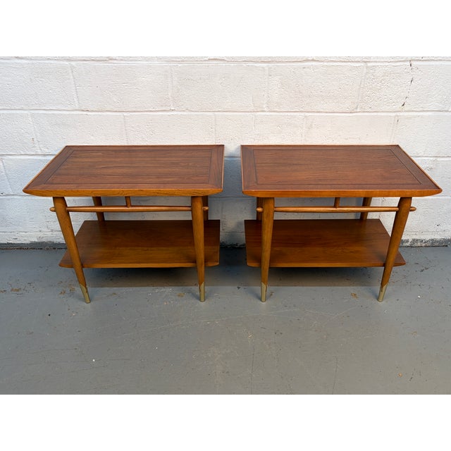 Mid 20th Century Mid 20th Century Lane Alta Vista Walnut and Brass End Tables For Sale - Image 5 of 14