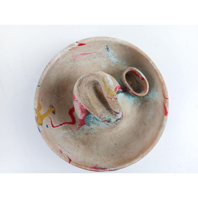 Vintage Swirl Pottery Cowboy Hat Sombrero Ashtray Match Holder For Sale - Image 4 of 5