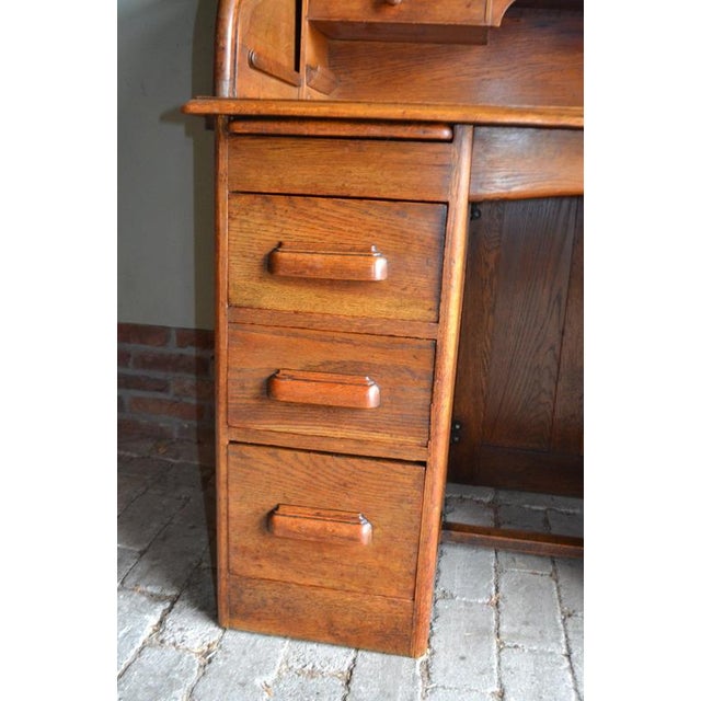 Antique Oak Roll-Up Desk and Office Chair, Set of 2 For Sale - Image 11 of 17