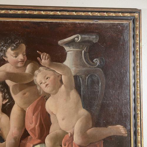 Dancing Cherubs, Oil on Canvas, Framed For Sale - Image 3 of 8