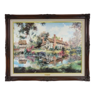 Early 20th Century Lower Brockhampton Manor, Large Signed Print, Framed For Sale