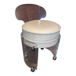 1970s Thick Sculptural Lucite Vanity Stool Makeup Chair For Sale