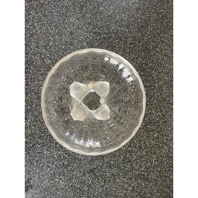 Lalique dish with bird motif pedestal.