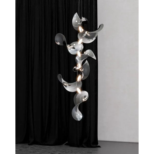 Dune 6 Vertical Cluster Light with Silver Polished Shades by Daniel Becker For Sale - Image 4 of 8