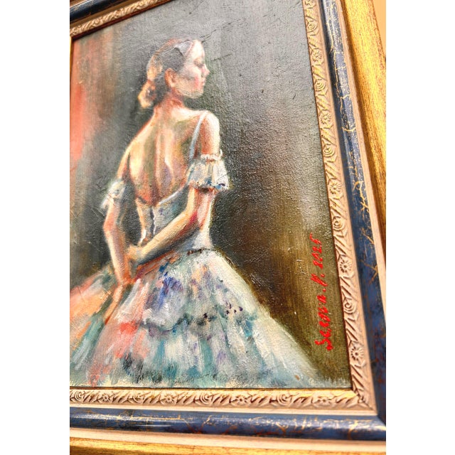 Ballerina Original Painting Oil Girl Dancer by Valeriya Serova, Framed For Sale - Image 6 of 9