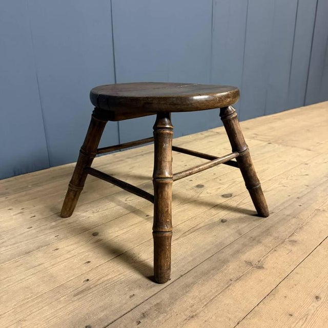 Stool in Beech and Faux Bamboo For Sale - Image 11 of 16