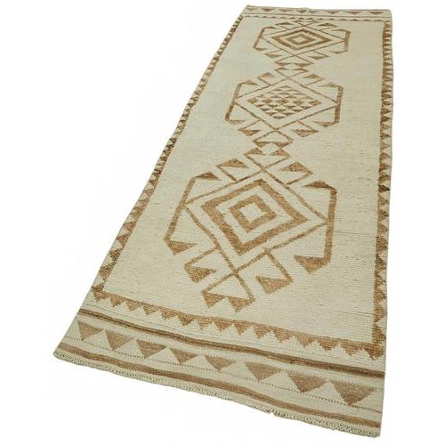 Boho Chic Beige Bohemian Runner Rug For Sale - Image 3 of 7