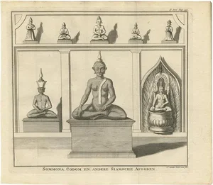 A. Van Der Laan, Illustration of Statues of Buddha and Siamese Deities, 1739, Print