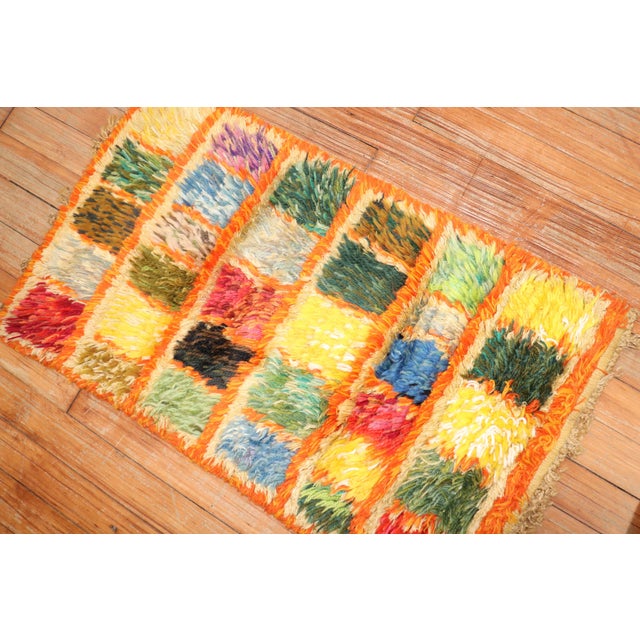 Late 20th Century Highly Decoraitve Swedish Rya Small Checkerboard Rug - 1'5" x 2'6" For Sale - Image 18 of 18