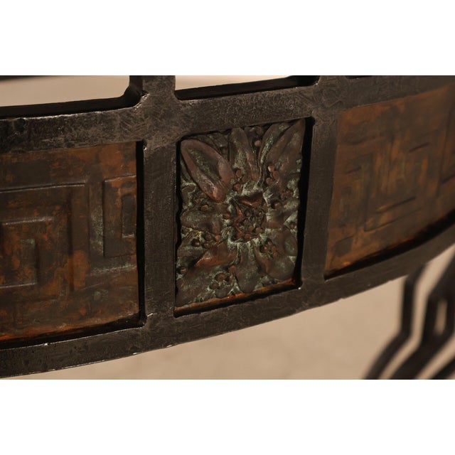 Maitland Smith Greek Key Console Table With Tessellated Marble Top For Sale - Image 10 of 18