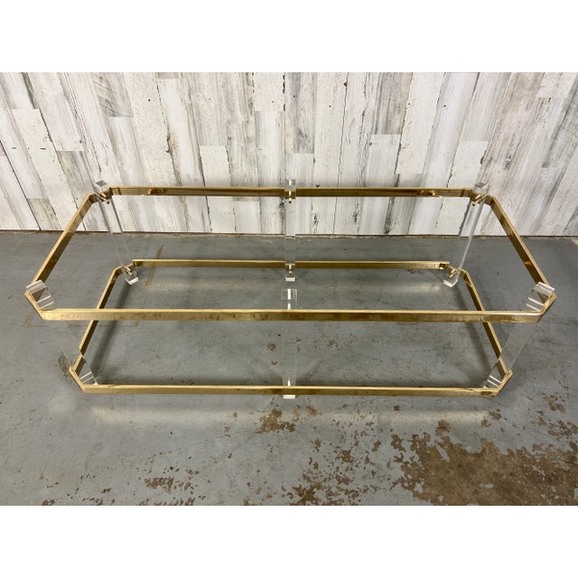 Lucite & Brass Cocktail Table, 1980s For Sale - Image 10 of 13