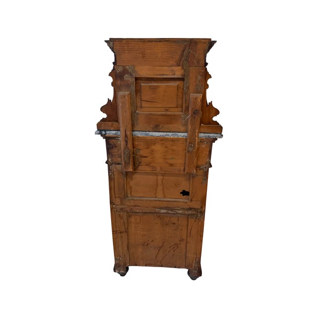 Victorian Walnut Marble Top Nightstand Cabinet For Sale - Image 11 of 15