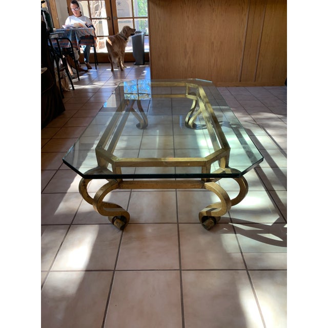 1960s Hollywood Regency Gilt Metal and Glass Coffee Table For Sale - Image 12 of 12