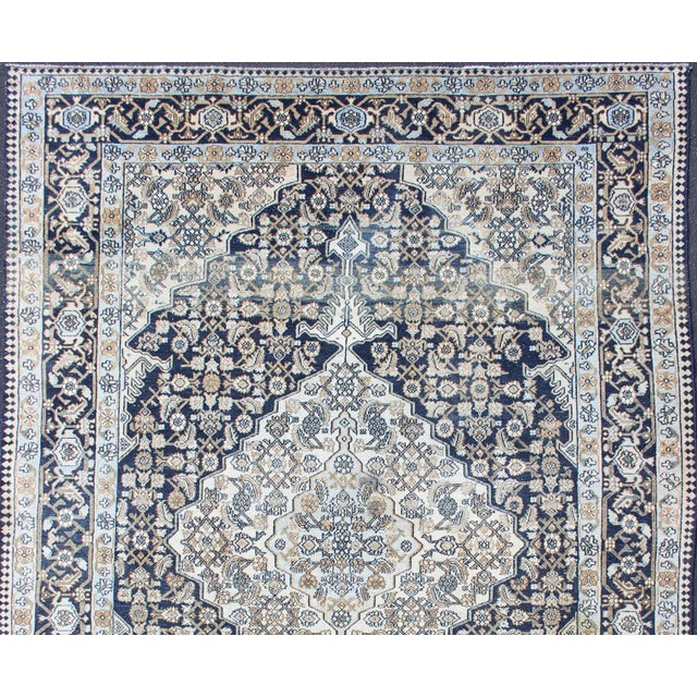 Antique Persian Hamadan Rug Featuring a Central Medallion With Floral Motifs 6'8 X 9'8 For Sale - Image 4 of 16