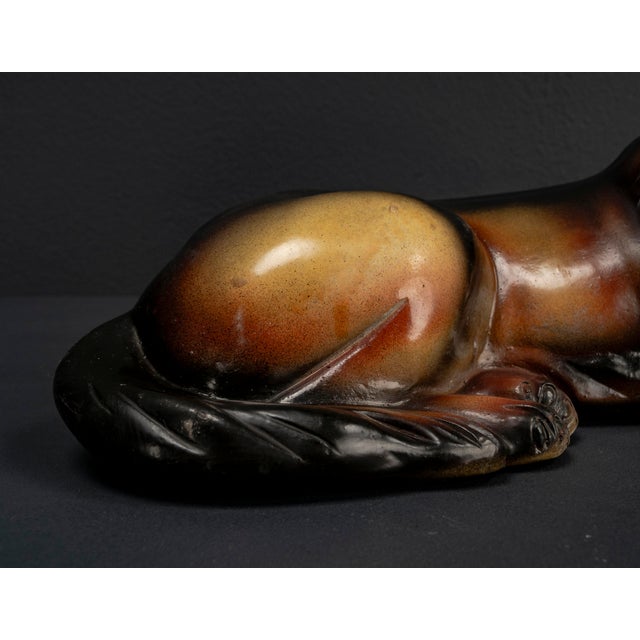 Naive Style Stoneware German Shepherd Sculpture, 1980s For Sale - Image 12 of 15