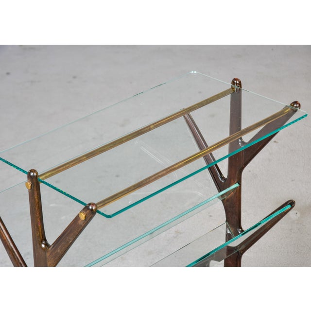 Mid Century Mahogany Side Table With Magazine Rack and Brass Detail For Sale - Image 11 of 11