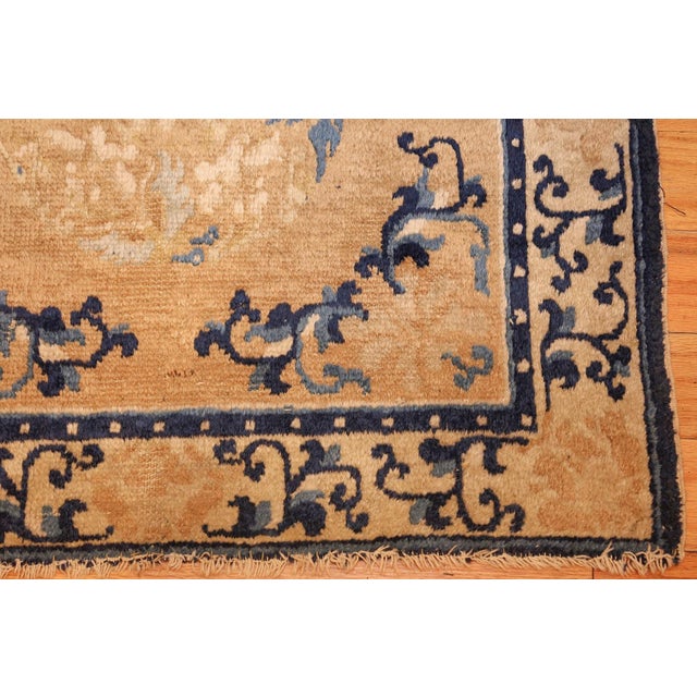 1900 - 1909 Nazmiyal Collection Square Golden Antique Chinese Ningxia Rug For Sale - Image 5 of 9