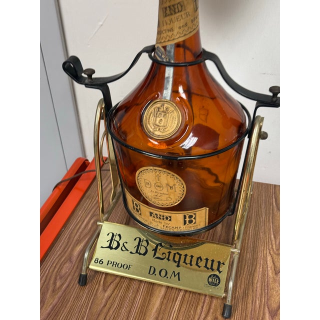 Vintage B & B Dom Benedictine Liquor Bottle + Pour Stand Table Lamp For Sale - Image 10 of 12