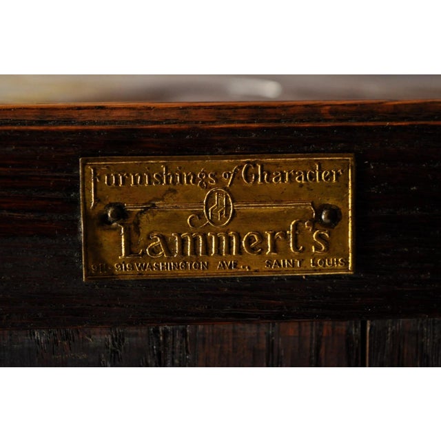 Antique Arts & Crafts Oak Wood Rolling Bar Cart Liquor Cabinet by Lammert's For Sale - Image 17 of 18
