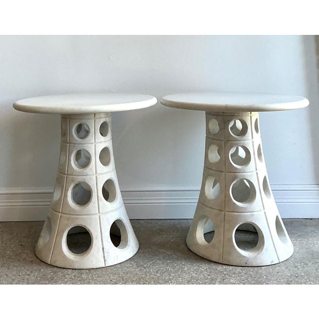 Vintage Italian Marble Cutout Side Tables - A Pair For Sale - Image 12 of 14