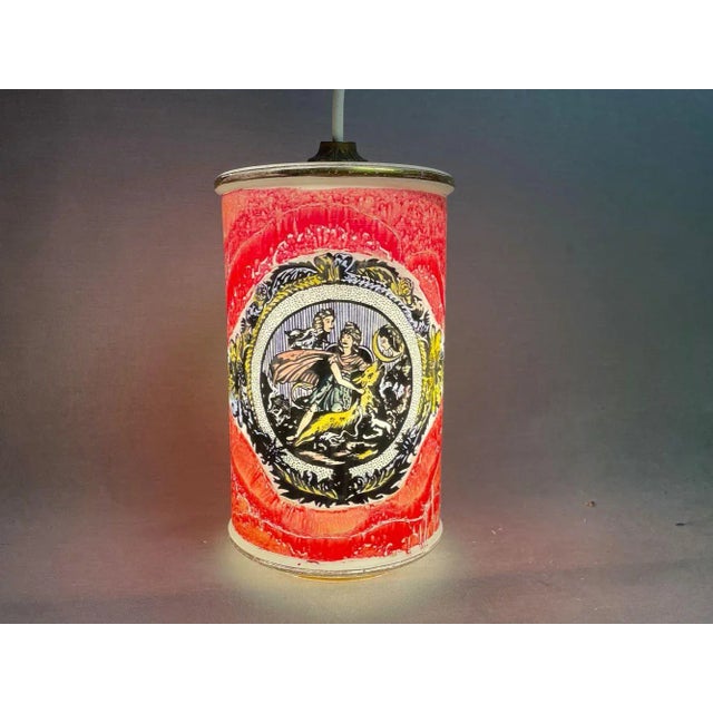 1970s Hand Painted Glass Hanging Lamp with Runny Paint Effect For Sale - Image 5 of 12