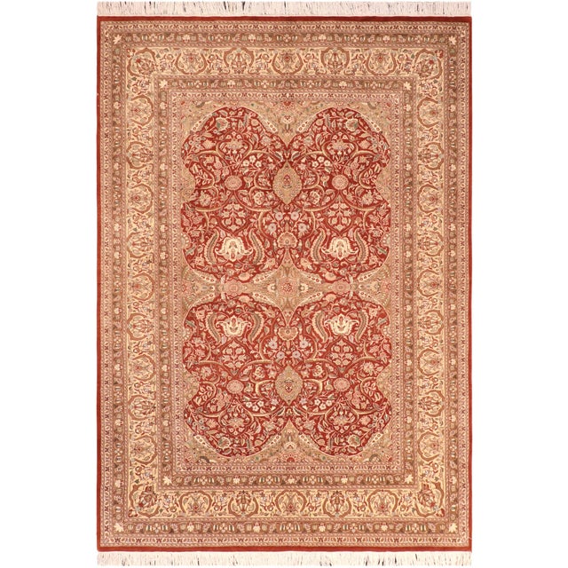 Art Nouveau Style Floral 1990's Pak-Persian Rust/Beige Wool Rug - 6'0'' X 9'3'' For Sale - Image 9 of 9
