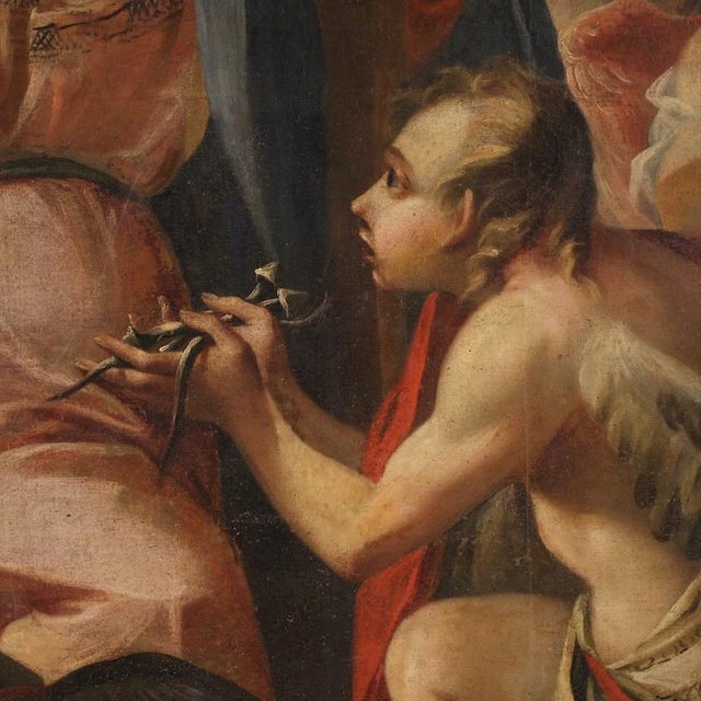 Italian Artist, Madonna of Sorrows with Angels, 1680, Oil on Canvas For Sale - Image 13 of 16