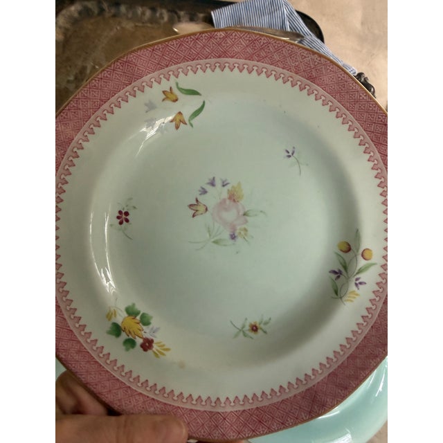 Vintage Lowestoft Calyx Ware Adams Floral Plates English China 8.25” - Set of Three (3) For Sale - Image 4 of 11