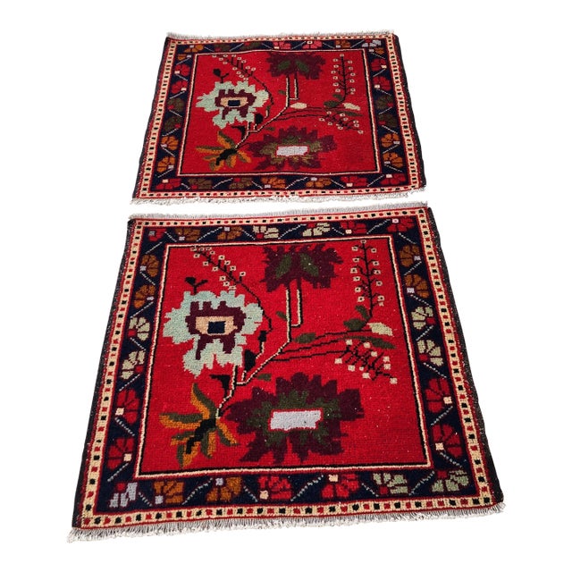 1970s Small Turkish Floral Rug - a Pair For Sale