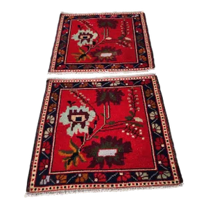 1970s Small Turkish Floral Rug - a Pair
