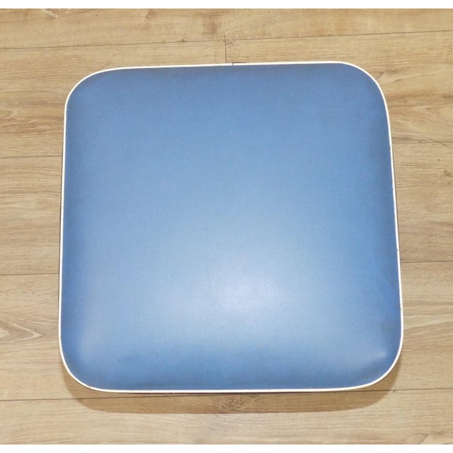 Textile Light Blue and Red Wood Stools, 1950s, Set of 2 For Sale - Image 7 of 18