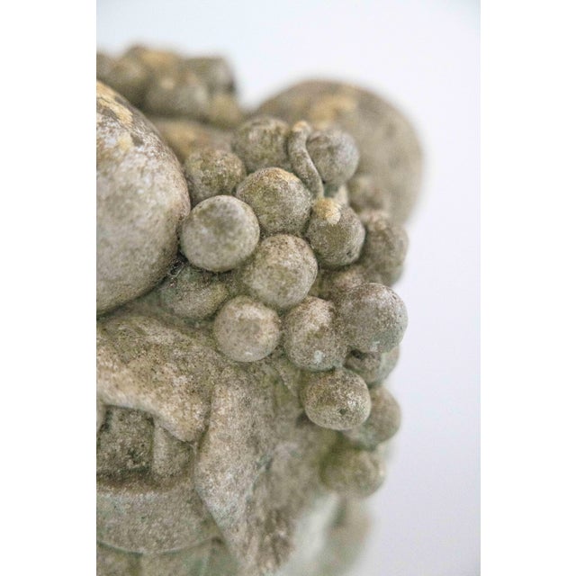 Sculpture Materials Vintage French Concrete Stone Fruit Basket Garden Ornament For Sale - Image 7 of 9