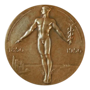 "Lehman Bros. Anniversary Medal" Art Deco Bronze Paperweight, 1925-1950