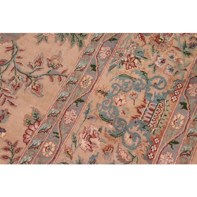 1990s Floral 1990's Pak-Persian Tan/Tan Wool Rug - 8'11'' X 11'11'' For Sale - Image 5 of 9