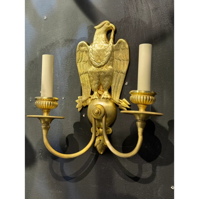 Edward F. Caldwell & Co. 1920s Caldwell Federal Style Eagles Sconces - a Pair For Sale - Image 4 of 7