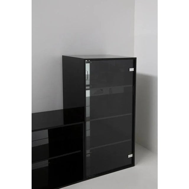 1970s Living Room and Bookcase Set in Black attributed to Acerbis, 1970, Set of 2 For Sale - Image 5 of 8