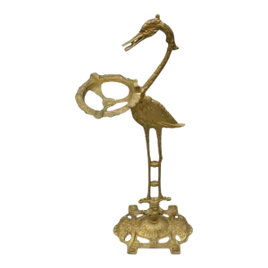 Early 20th Century Art Deco Cast Iron Stork Bird Ashtray Smoking Stand Crane Heron by Sandel