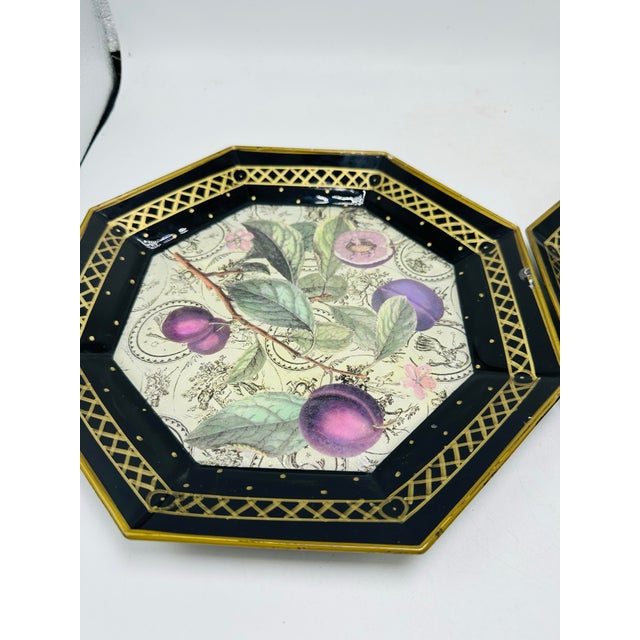 Ceramic Decorative Pair of Botanical Plates For Sale - Image 7 of 8